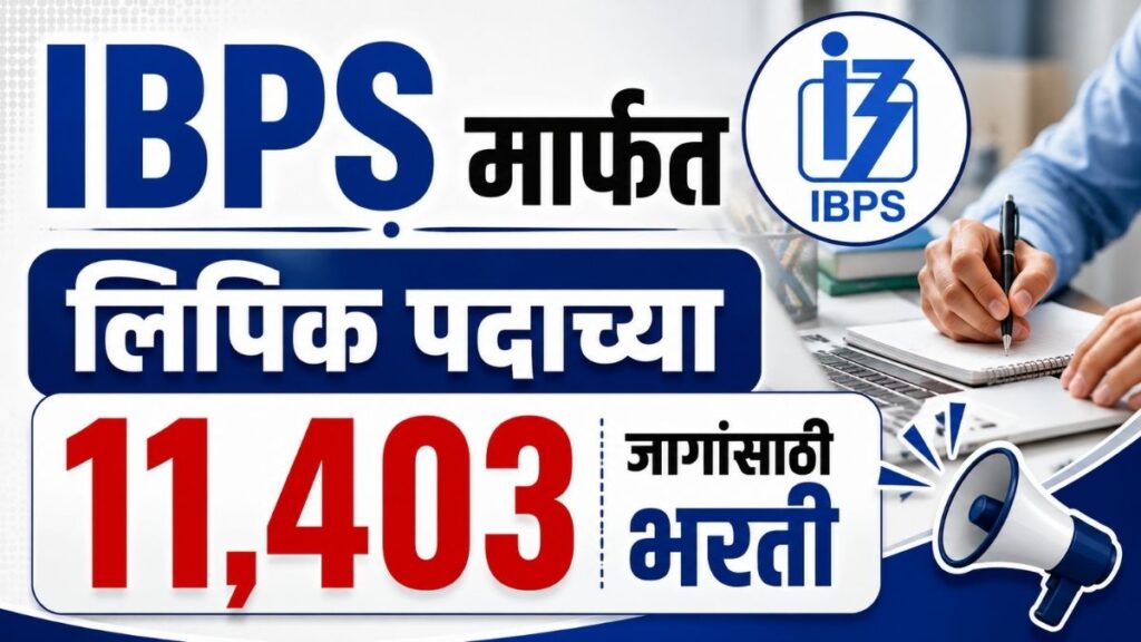 IBPS Clerk : IBPS मार्फत लिपिक पदाच्या 11,403 जागांसाठी भरती IBPS Clerk: Recruitment by IBPS for 11,403 Clerk post